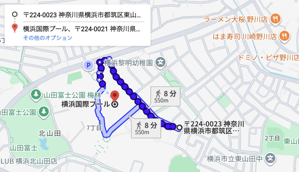 東山田1丁目プール側道の駐車場