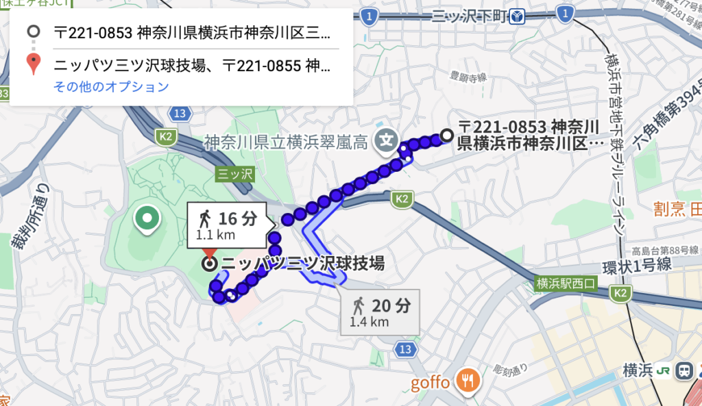 三ツ沢グラウンドまで徒歩7分の駐車場